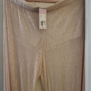 WILD Fable Shimmery Blush Pink Sequin Wide-Leg Pants